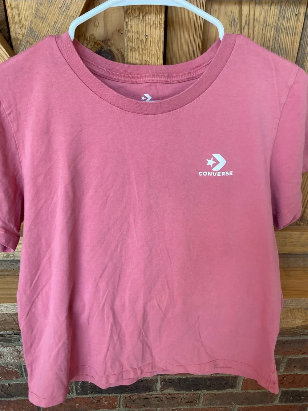 Converse Kids Pink Tee with White Logo size large